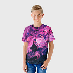 Футболка детская Розовый разводы жидкость цвета, цвет: 3D-принт — фото 2