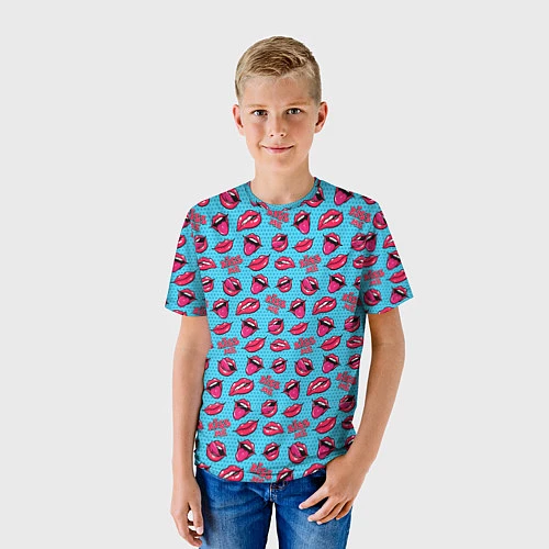 Детская футболка Губы Поп-арт / 3D-принт – фото 3