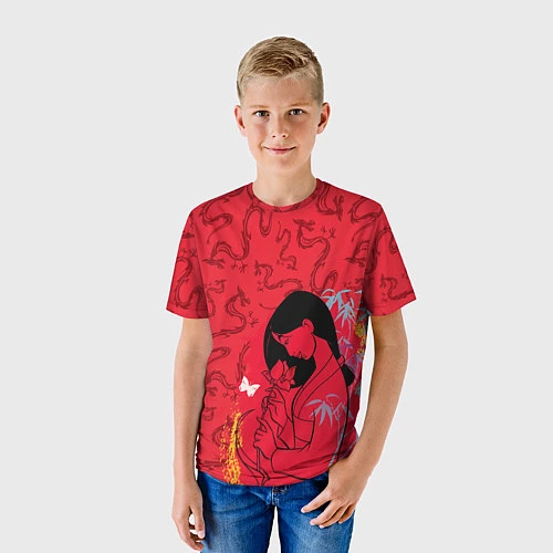 Детская футболка Mulan on Mushu Patten / 3D-принт – фото 3