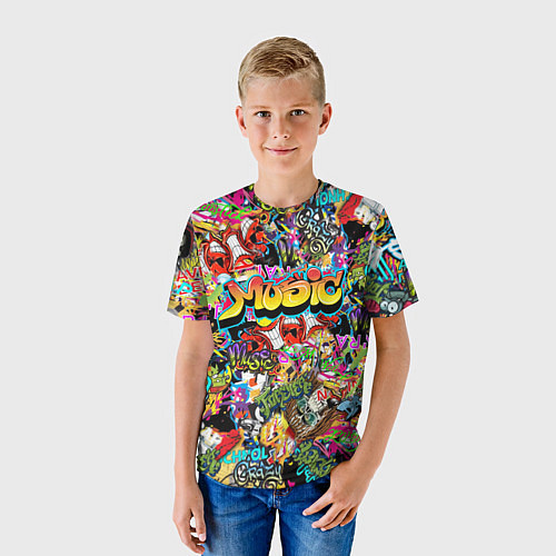 Детская футболка Граффити Крейзи мьюзик / 3D-принт – фото 3