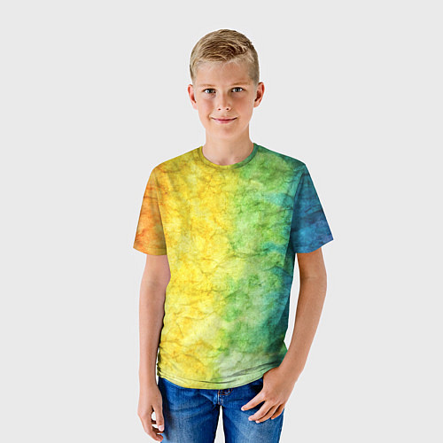 Детская футболка Разноцветный акварель градиент / 3D-принт – фото 3