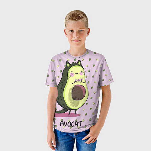Детская футболка Авокадо Кот / 3D-принт – фото 3
