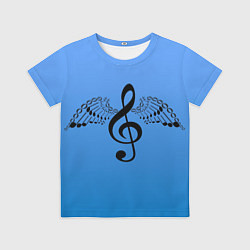 Футболка детская Скрипичный ключ и крылья ноты, цвет: 3D-принт