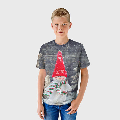 Детская футболка Снеговик, Новогодняя / 3D-принт – фото 3