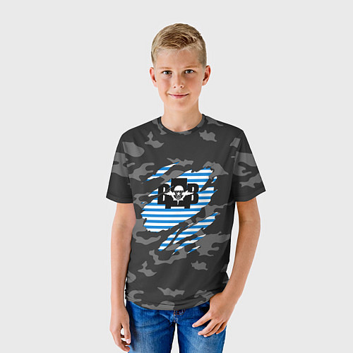 Детская футболка Рваный камуфляж ВДВ / 3D-принт – фото 3