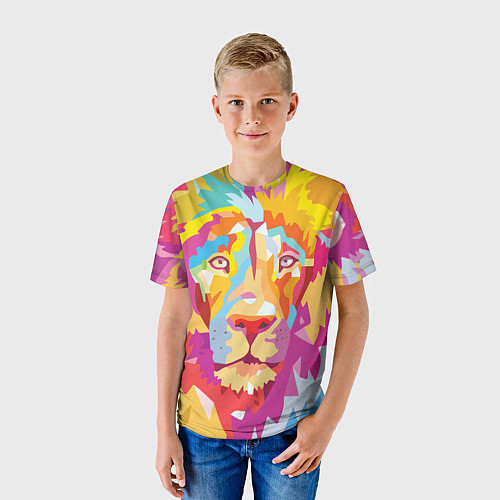 Детская футболка Акварельный лев / 3D-принт – фото 3