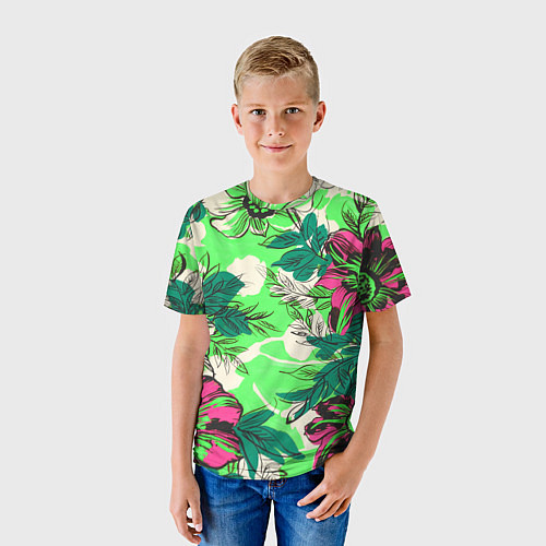Детская футболка Цветы в неоне / 3D-принт – фото 3