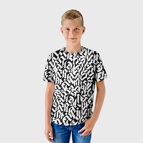 Детская футболка Шрифт на чёрном / 3D-принт – фото 3