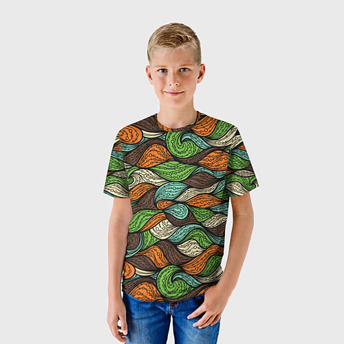 Детская футболка Абстрактные волны / 3D-принт – фото 3