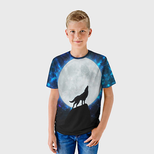 Детская футболка Волк воющий на луну / 3D-принт – фото 3