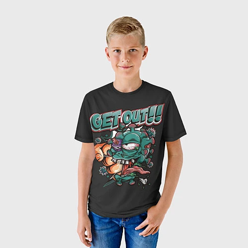 Детская футболка Get out Coronovirus! / 3D-принт – фото 3