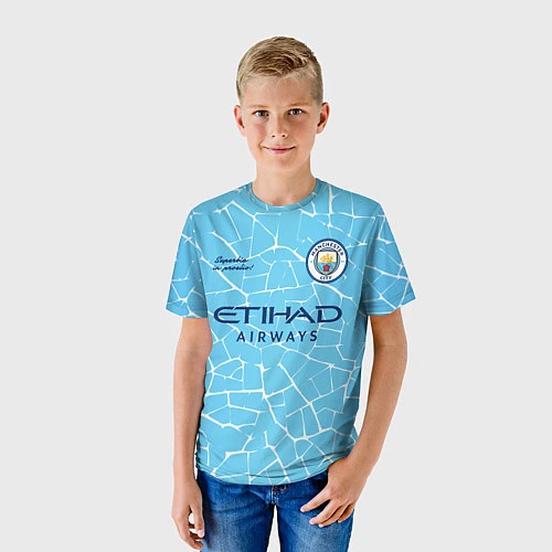 Детская футболка MAN CITY домашняя сезон 2021 / 3D-принт – фото 3