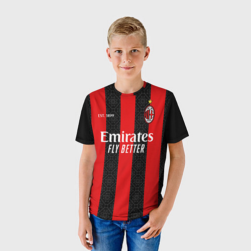 Детская футболка AC MILAN 2021 - ДОМАШНЯЯ / 3D-принт – фото 3