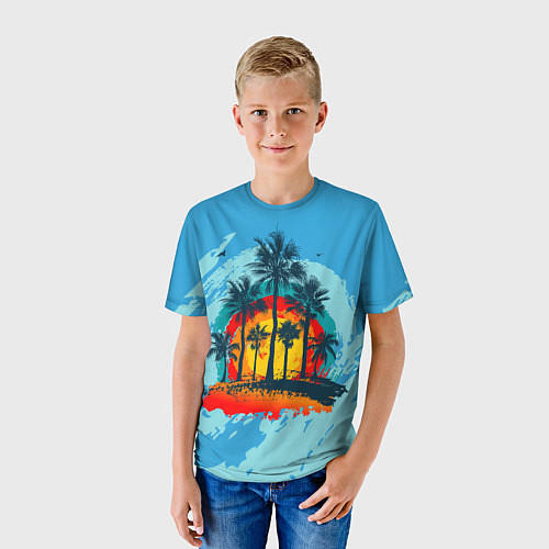 Детская футболка Море Пальмы Песок / 3D-принт – фото 3