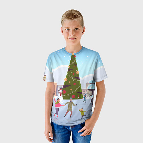 Детская футболка Новогодний каток / 3D-принт – фото 3