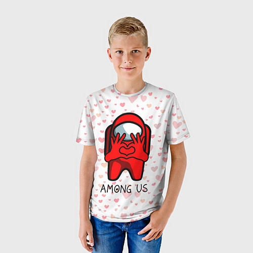 Детская футболка AMONG US - СЕРДЕЧКО / 3D-принт – фото 3