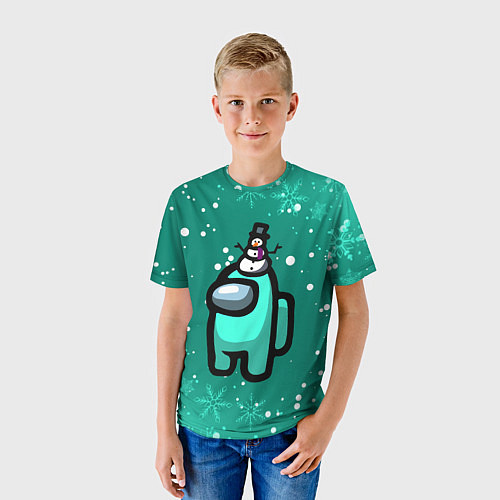 Детская футболка AMONG US - СНЕЖНЫЙ / 3D-принт – фото 3