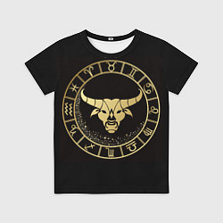 Футболка детская Телец в золотом стиле, цвет: 3D-принт