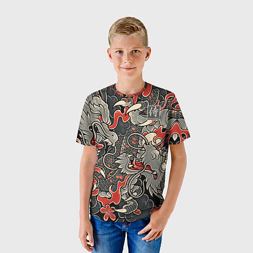 Детская футболка Самурай Якудза, драконы / 3D-принт – фото 3