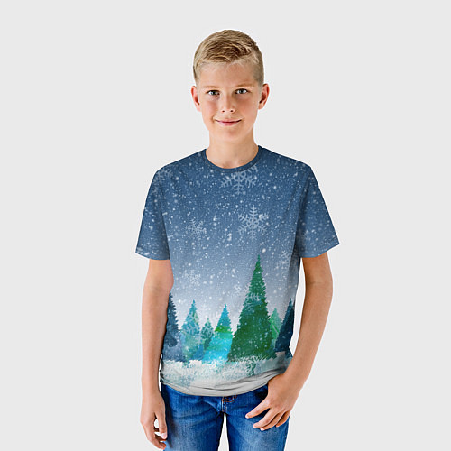 Детская футболка Снежинки в лесу / 3D-принт – фото 3