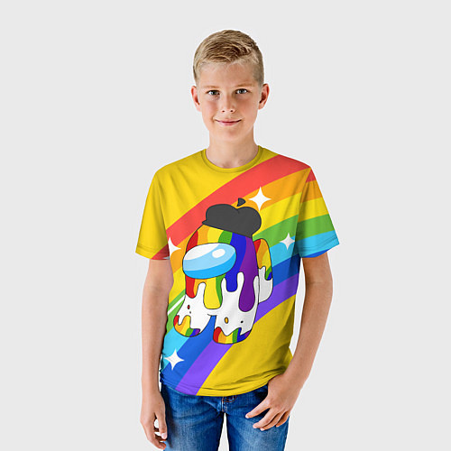 Детская футболка AMONG US - Радужный / 3D-принт – фото 3