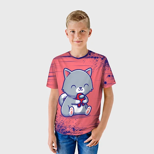 Детская футболка AMONG US - С КОТИКОМ / 3D-принт – фото 3