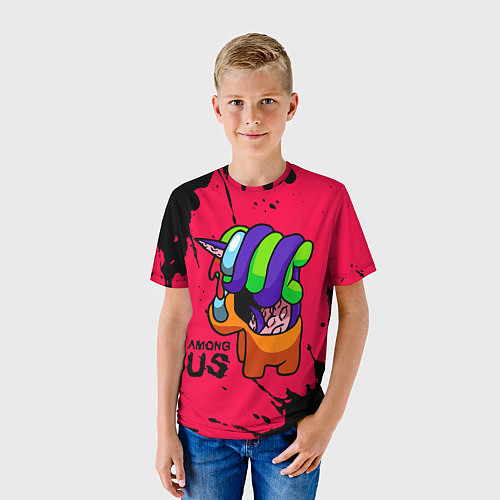 Детская футболка AMONG US - ORANGE & GREEN / 3D-принт – фото 3