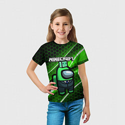 Футболка детская Among Us х Minecraft Z, цвет: 3D-принт — фото 2