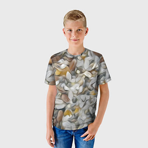 Детская футболка Желто-серый каменный узор / 3D-принт – фото 3
