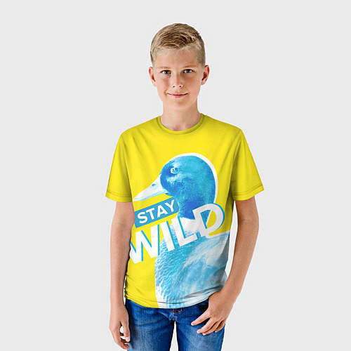 Детская футболка Оставайся диким - селезень / 3D-принт – фото 3
