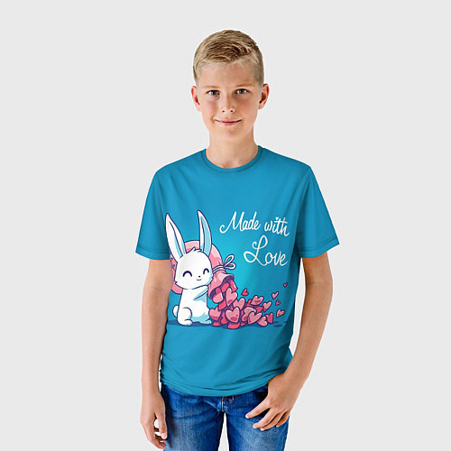 Детская футболка Сделано с любовью, валентина / 3D-принт – фото 3