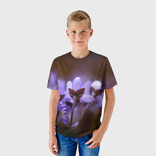 Детская футболка Хрупкий цветок фиалка / 3D-принт – фото 3