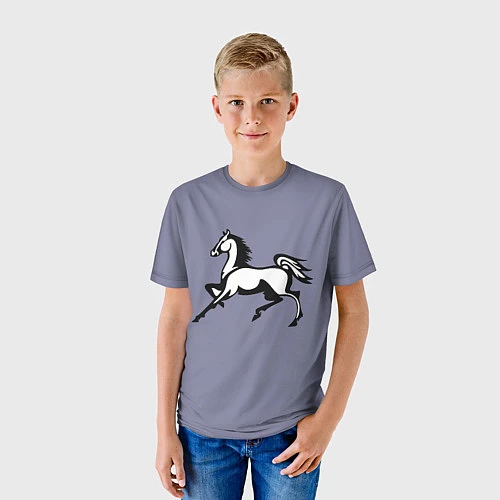 Детская футболка Дикая лошадь / 3D-принт – фото 3