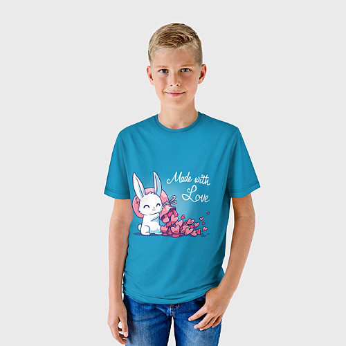 Детская футболка Заяц с мешком сердец / 3D-принт – фото 3