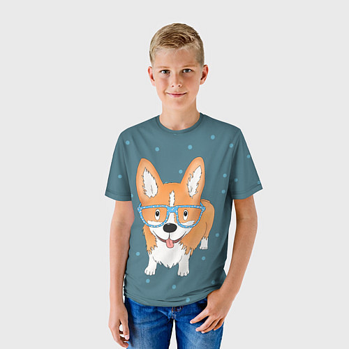 Детская футболка Корги в очках / 3D-принт – фото 3