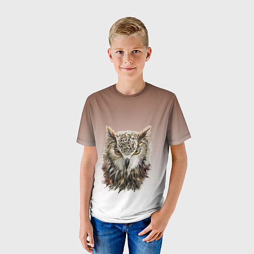 Детская футболка Акварельная сова / 3D-принт – фото 3