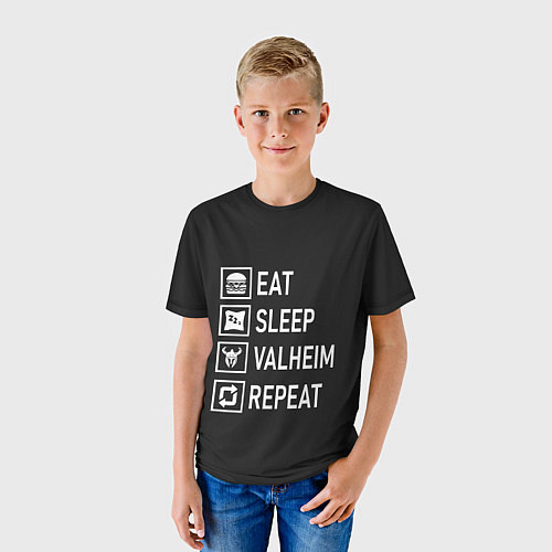 Детская футболка EatSleepValheimRepeat / 3D-принт – фото 3