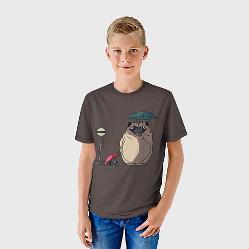 Детская футболка Мопсы на остановке в стиле Тоторо / 3D-принт – фото 3