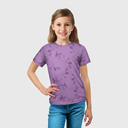 Футболка детская Листья на фиолетовом фоне, цвет: 3D-принт — фото 2