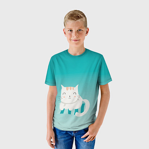 Детская футболка Котик на подстилке / 3D-принт – фото 3
