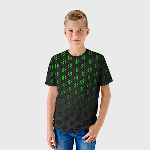 Детская футболка Зелёные соты 3D / 3D-принт – фото 3