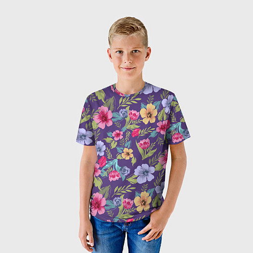 Детская футболка Весенний букет из цветов / 3D-принт – фото 3