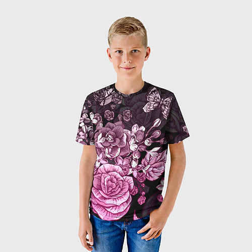 Детская футболка РОЗЫ ROSES БАБОЧКИ / 3D-принт – фото 3