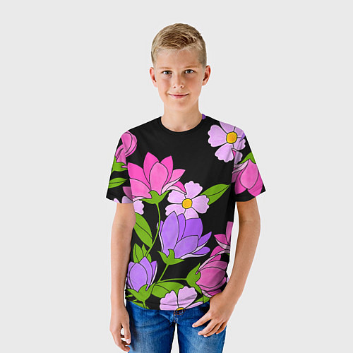 Детская футболка Ночные цветы / 3D-принт – фото 3