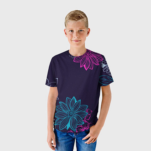 Детская футболка Красочные Цветы / 3D-принт – фото 3