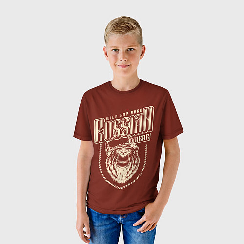 Детская футболка Русский медведь в шапке / 3D-принт – фото 3