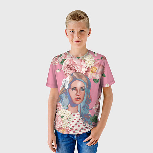 Детская футболка Лана дел рей в цветах / 3D-принт – фото 3