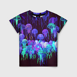 Футболка детская Неоновые медузы, цвет: 3D-принт