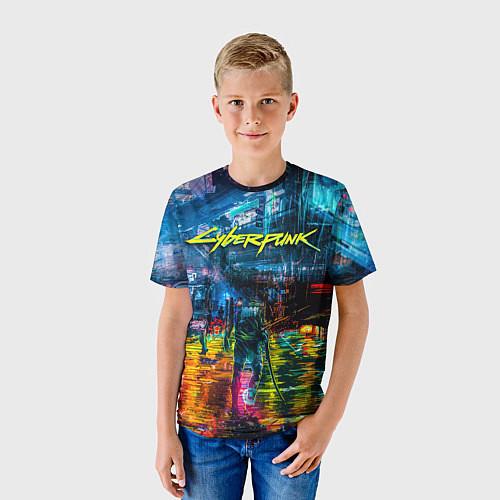 Детская футболка Сyberpunk City / 3D-принт – фото 3