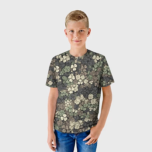 Детская футболка Камуфляж с клевером / 3D-принт – фото 3
